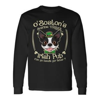 St Patricks Day Boston Terrier Dog Irish Pub Shirt Long Sleeve T-Shirt T-Shirt | Mazezy