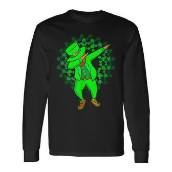 St Patricks Day Dabbing Leprechaun Irish Green Long Sleeve T-Shirt - Seseable