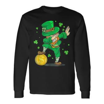 St Patricks Day Dabbing Leprechaun Irish Long Sleeve T-Shirt - Seseable