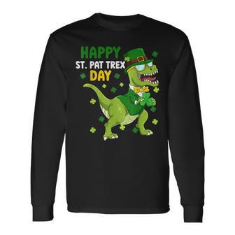 St Patricks Day Leprechaun Dinosaur Dino Happy St Pat Trex Long Sleeve T-Shirt - Thegiftio