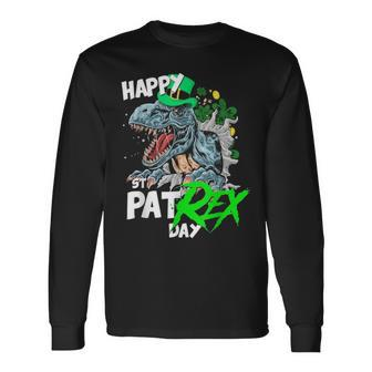 St Patricks Day Rex Happy Pat Rex Day Dinosaur V2 Long Sleeve T-Shirt - Seseable