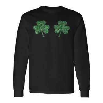 St Patricks Saint Paddys Green Tits Irish Shamrock Boobs Long Sleeve T-Shirt - Thegiftio UK