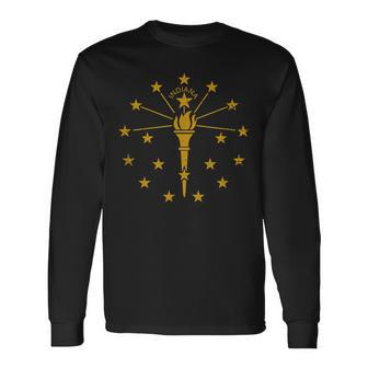State Flag Of Indiana Vintage Cool Distressed Long Sleeve T-Shirt - Seseable