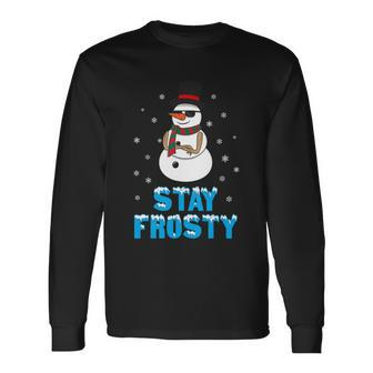 Stay Frosty Shirt Christmas Shirt Cool Snowman Tshirt V2 Long Sleeve T-Shirt - Monsterry DE