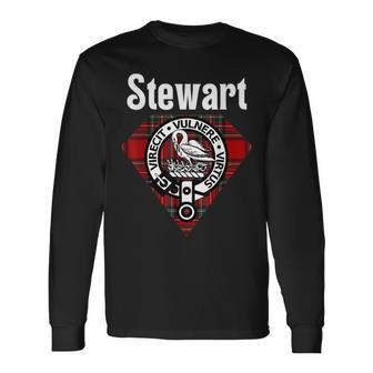 Stewart Clan Scottish Name Coat Of Arms Royal Tartan Men Women Long Sleeve T-Shirt T-shirt Graphic Print - Thegiftio UK