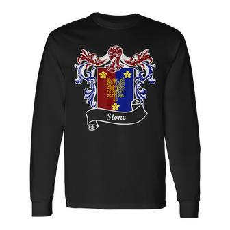 Stone Coat Of Arms Surname Last Name Crest Long Sleeve T-Shirt - Seseable