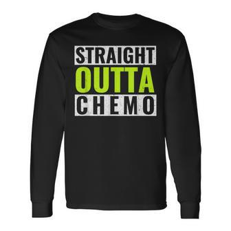Straight Outta Chemo Lime Green Lymphoma Cancer Men Women Long Sleeve T-shirt Graphic Print Unisex - Seseable