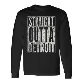 Straight Outta Detroit Michigan Vintage Long Sleeve T-Shirt T-Shirt | Mazezy