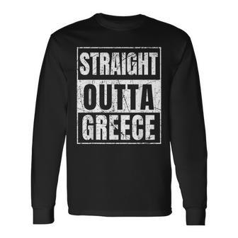 Straight Outta Greece New York State Long Sleeve T-Shirt - Seseable