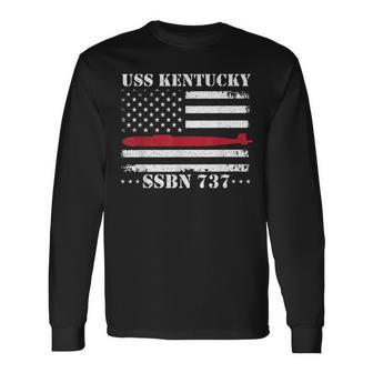 Submariner Uss Kentucky Ssbn737 Us Flag Veteran Submarine Long Sleeve T-Shirt - Seseable
