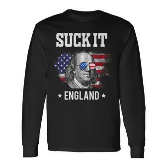 Suck It Funny 4Th Of July Ben Franklin Patriotic Humor Men Women Long Sleeve T-shirt Graphic Print Unisex - Seseable