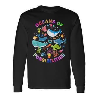 Summer Oceans Of Possibilities Sea Animal Reading Librarian Long Sleeve T-Shirt T-Shirt | Mazezy DE