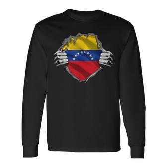 Super Venezuelan Heritage Venezuela Roots Flag Long Sleeve T-Shirt - Seseable
