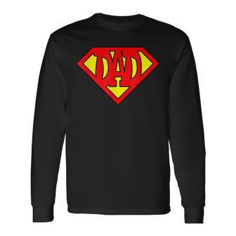 Superdad Super Dad Super Hero Superhero Fathers Day Vintage Long Sleeve T-Shirt - Seseable