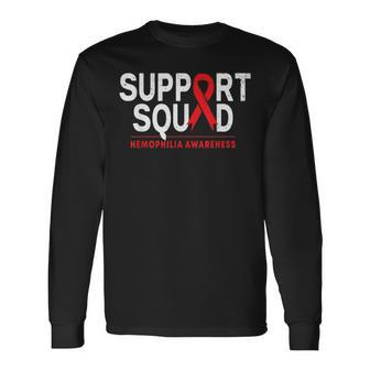 Support Squad Hemophilia Awareness Month Red Ribbon Event Long Sleeve T-Shirt T-Shirt | Mazezy