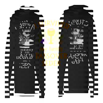I Survived My Passover Seder 2023 Matzah 4 Questions Long Sleeve T-Shirt | Mazezy