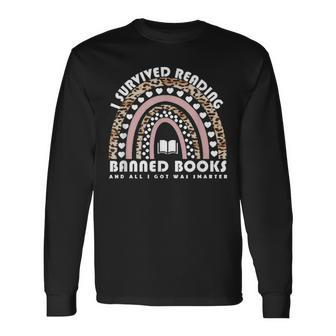 I Survived Reading Banned Books Leopard Librarian Bookworm Long Sleeve T-Shirt | Mazezy