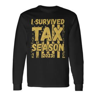 I Survived Tax Season 2023 Accountant Cpa Tax Payer Pun Joke Long Sleeve T-Shirt T-Shirt | Mazezy