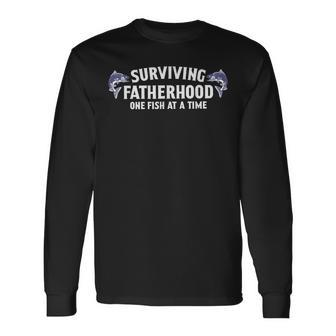Surviving Fatherhood One Fish At A Time Fathers Day Long Sleeve T-Shirt - Thegiftio UK