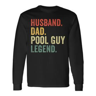 Swimming Husband Dad Pool Guy Legend Vintage Long Sleeve T-Shirt - Seseable