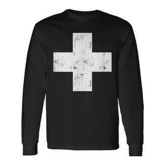 Swiss Vintage Cross Flag Switzerland Long Sleeve T-Shirt T-Shirt | Mazezy