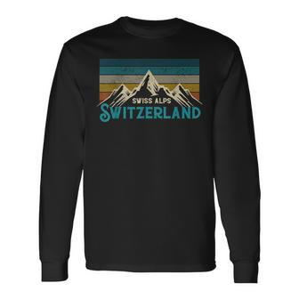Switzerland Alps Vintage Mountains Swiss Souvenir Long Sleeve T-Shirt T-Shirt | Mazezy