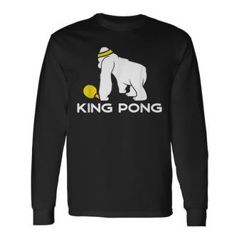 Table Tennis Gift For Ping Pong Player - Funny King Pong Men Women Long Sleeve T-shirt Graphic Print Unisex - Seseable