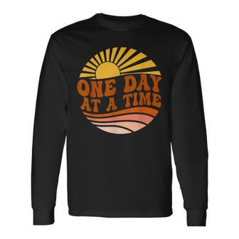 Mental Health Awareness One Day At A Time Retro Sunshine Long Sleeve T-Shirt T-Shirt | Mazezy