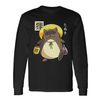 Tanuki Yokai Long Sleeve T-Shirt - Monsterry