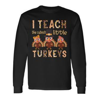 I Teach The Cutest Little Turkeys Plaid Thanksgiving Teacher Men Women Long Sleeve T-Shirt T-shirt Graphic Print - Thegiftio UK