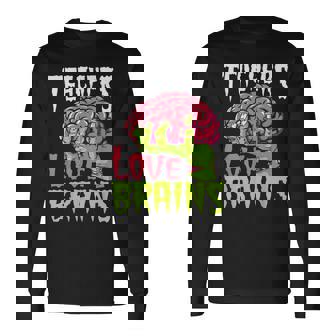 Teachers Love Brains Zombie Teacher Halloween Zombies Men Women Long Sleeve T-Shirt T-shirt Graphic Print - Thegiftio