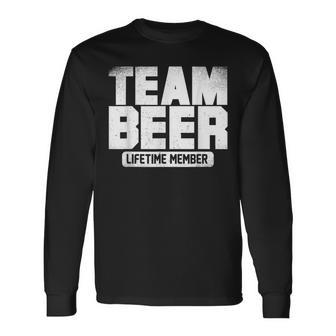 Team Beer - Lifetime Member - Funny Beer Drinking Buddies Men Women Long Sleeve T-shirt Graphic Print Unisex - Seseable