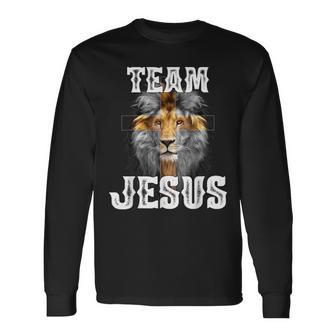 Team Jesus Lion Judah Jesus Cross Lovers Christian Faith Long Sleeve T-Shirt - Seseable