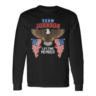 Team Johnson Lifetime Member Us Flag Long Sleeve T-Shirt - Seseable