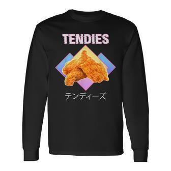 Tendies Chicken Tenders Japanese Kanji Chicken Nuggets Long Sleeve T-Shirt - Seseable