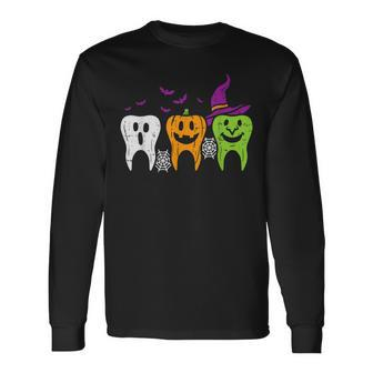 Th Ghost Pumpkin Witch Cute Dental Halloween Dentist V10 Men Women Long Sleeve T-Shirt T-shirt Graphic Print - Thegiftio UK