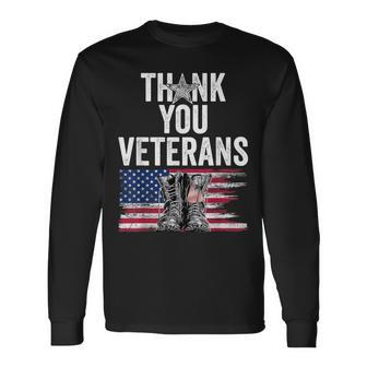 Thank You Veterans Proud Veteran Day Dad Grandpa Long Sleeve T-Shirt - Seseable
