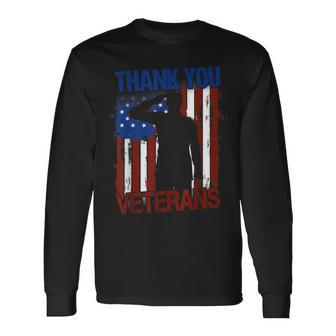 Thank You Veterans Service Patriot Veteran Day American Flag V3 Men Women Long Sleeve T-Shirt T-shirt Graphic Print - Thegiftio UK