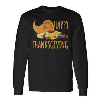 Thanksgiving Cornucopia Horn Of Plenty Food Harvest Fun Men Women Long Sleeve T-Shirt T-shirt Graphic Print - Thegiftio UK