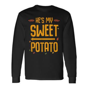 Thanksgiving Sweet Potato Matching Couple Thanksgiving Men Women Long Sleeve T-shirt Graphic Print Unisex - Seseable