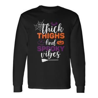 Thick Thighs & Spooky Vibes Men Women Long Sleeve T-Shirt T-shirt Graphic Print - Thegiftio UK