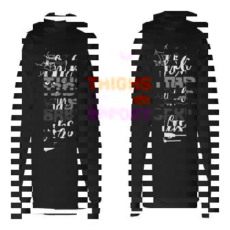 Thick Thighs & Spooky Vibes Men Women Long Sleeve T-Shirt T-shirt Graphic Print - Thegiftio