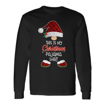 This Is My Christmas Pajama Gnome Christmas Red Plaid Men Women Long Sleeve T-shirt Graphic Print Unisex - Seseable