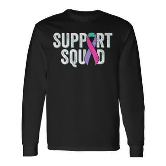 Thyroid Cancer Support Squad Friend Awareness Ribbon Long Sleeve T-Shirt - Seseable