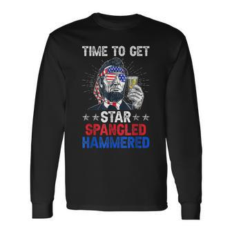 Time To Get Star Spangled Hammered 4Th Of July Lincoln Long Sleeve T-Shirt | Mazezy
