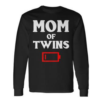 Tired Mom Of Twins Mother Low Battery Mommy Mum Men Women Long Sleeve T-Shirt T-shirt Graphic Print - Thegiftio UK