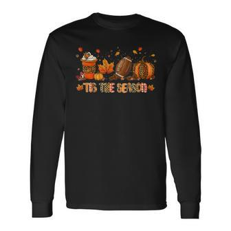 Tis The Season Leopard Pumpkin Football Halloween Fall Men Women Long Sleeve T-Shirt T-shirt Graphic Print - Thegiftio UK