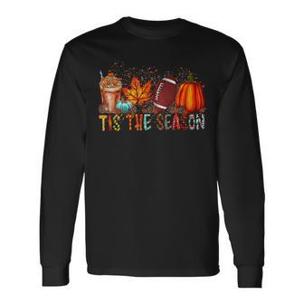 Tis The Season Leopard Pumpkin Football Halloween Fall Men Women Long Sleeve T-Shirt T-shirt Graphic Print - Thegiftio UK