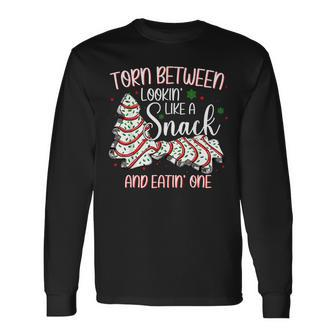 Torn Between Looking Like A Snack Or Eating One Christmas V2 Men Women Long Sleeve T-shirt Graphic Print Unisex - Seseable
