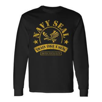 Train Like A Fit Seal Navy Usa Athlete Fitness Motivation Long Sleeve T-Shirt - Seseable